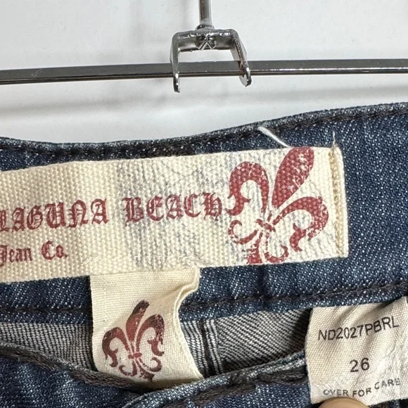 Stylish Dark Blue Flare Jeans with Stud Accents - Picture 5 of 6